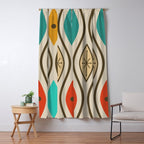 Retro Mid Century Modern Wavy Lines Colorful Window Curtain Gallery Image 5