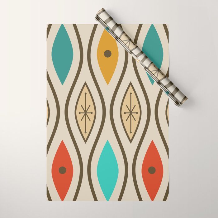 Retro Mid Century Modern Wavy Lines Colorful Wrapping Paper Gallery Image 1