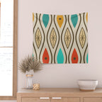 Retro Mid Century Modern Wavy Lines Colorful Wall Tapestry Gallery Image 2