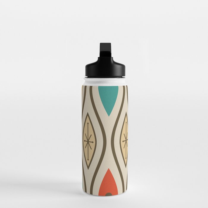 Retro Mid Century Modern Wavy Lines Colorful Water Bottle Gallery Image 3