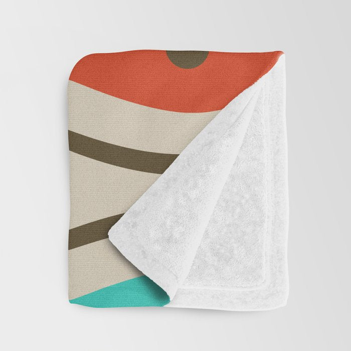 Retro Mid Century Modern Wavy Lines Colorful Throw Blanket Gallery Image 3