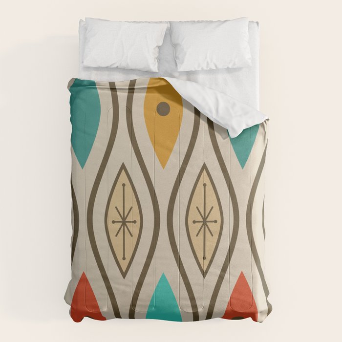 Retro Mid Century Modern Wavy Lines Colorful Comforter Gallery Image 6