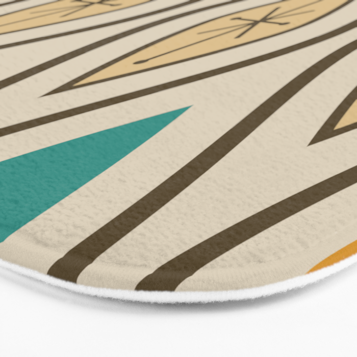 Retro Mid Century Modern Wavy Lines Colorful Bath Mat Gallery Image 3