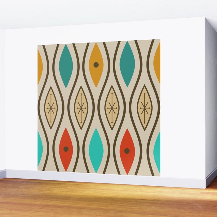 Retro Mid Century Modern Wavy Lines Colorful Wall Mural Gallery Image 2