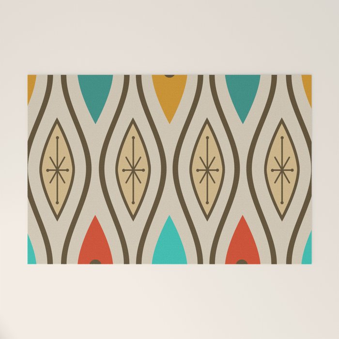 Retro Mid Century Modern Wavy Lines Colorful Welcome Mat Gallery Image 1