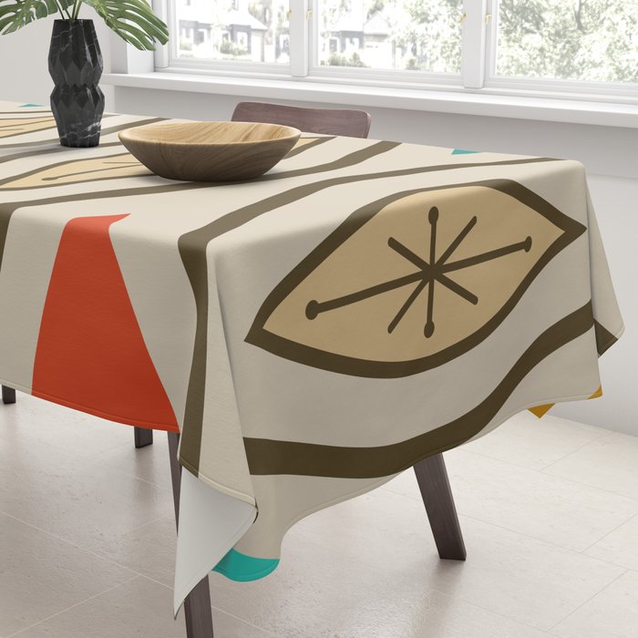 Retro Mid Century Modern Wavy Lines Colorful Tablecloth Gallery Image 3
