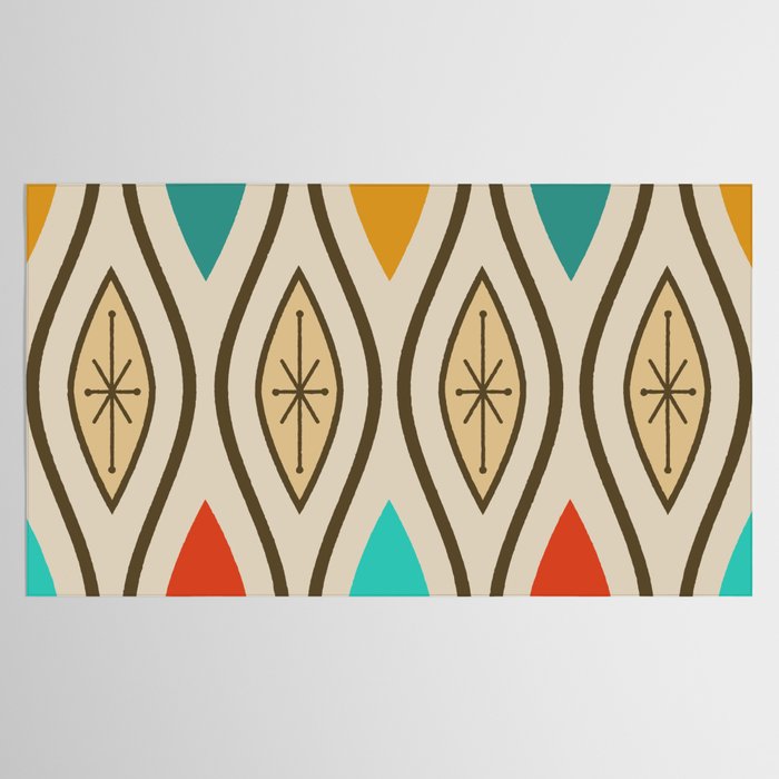Retro Mid Century Modern Wavy Lines Colorful Tablecloth Gallery Image 2