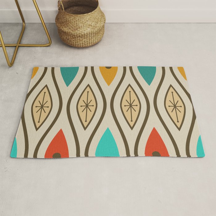Retro Mid Century Modern Wavy Lines Colorful Rug Gallery Image 1