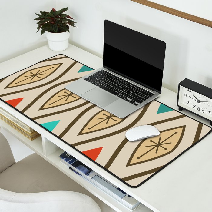 Retro Mid Century Modern Wavy Lines Colorful Desk Mat Gallery Image 2
