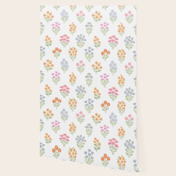 Delicate Hand-Drawn Pastel Floral Meadow Wildflowers  Wallpaper Gallery Image 2