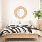 Abstract black and white paint brush stroke pattern Duvet Cover Gallery Image 3