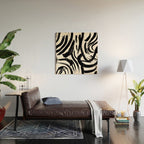 Abstract black and white paint brush stroke pattern Wood Wall Art Gallery Image 2