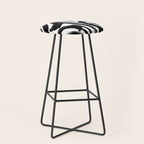 Abstract black and white paint brush stroke pattern Stool Gallery Image 1
