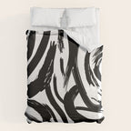 Abstract black and white paint brush stroke pattern Duvet Cover Gallery Image 6