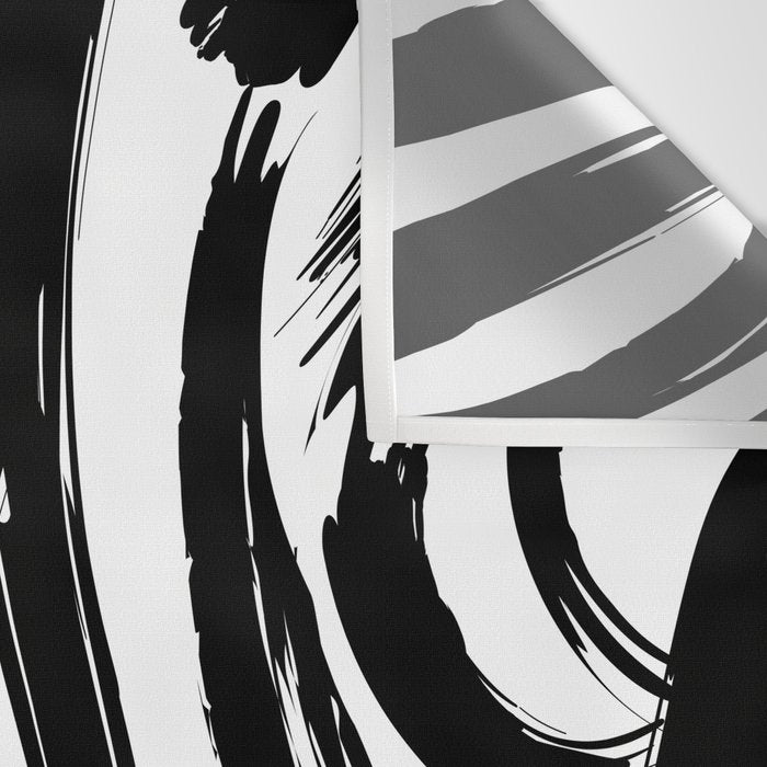 Abstract black and white paint brush stroke pattern Wall Tapestry Gallery Image 3