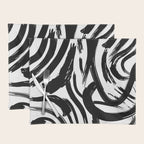 Abstract black and white paint brush stroke pattern Placemat Gallery Image 1