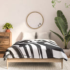 Abstract black and white paint brush stroke pattern Comforter Gallery Image 3