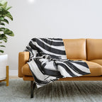 Abstract black and white paint brush stroke pattern Throw Blanket Gallery Image 1