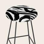Abstract black and white paint brush stroke pattern Stool Gallery Image 2