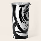 Abstract black and white paint brush stroke pattern Travel Mug Gallery Image 2
