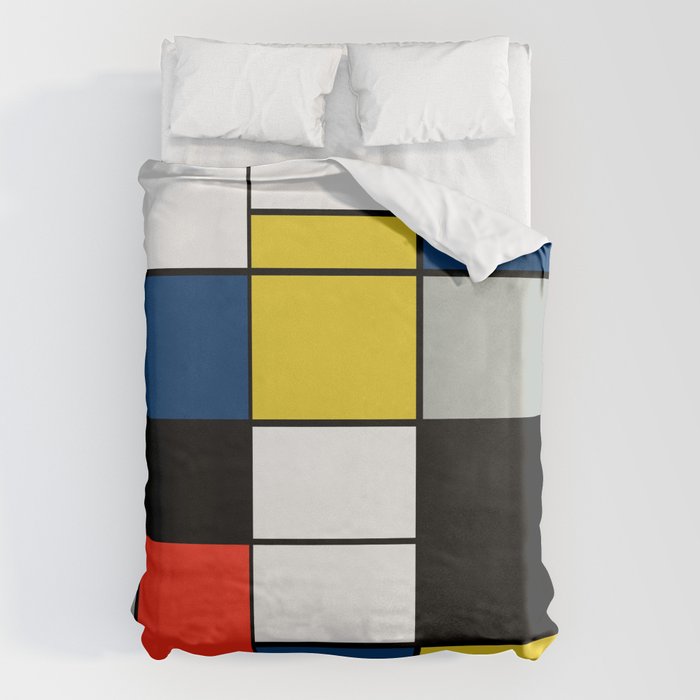 Piet Mondrian - Large Composition A with Black, Red, Gray, Yellow and Blue, 1930 Artwork Duvet Cover Gallery Image 6