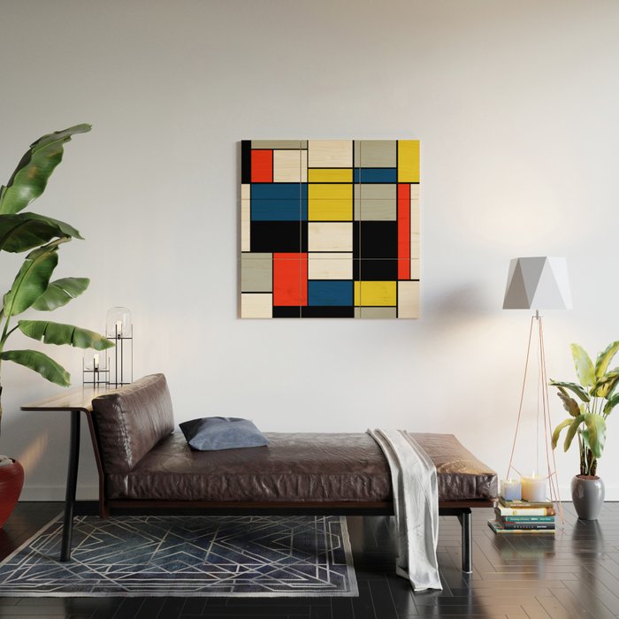 Piet Mondrian - Large Composition A with Black, Red, Gray, Yellow and Blue, 1930 Artwork Wood Wall Art Gallery Image 2