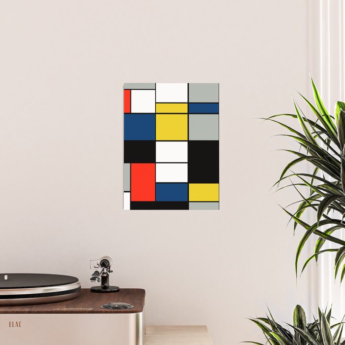 Piet Mondrian - Large Composition A with Black, Red, Gray, Yellow and Blue, 1930 Artwork Poster Gallery Image 2
