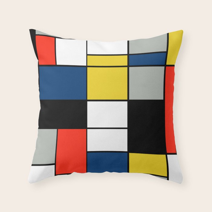 Piet Mondrian - Large Composition A with Black, Red, Gray, Yellow and Blue, 1930 Artwork Throw Pillow Gallery Image 6