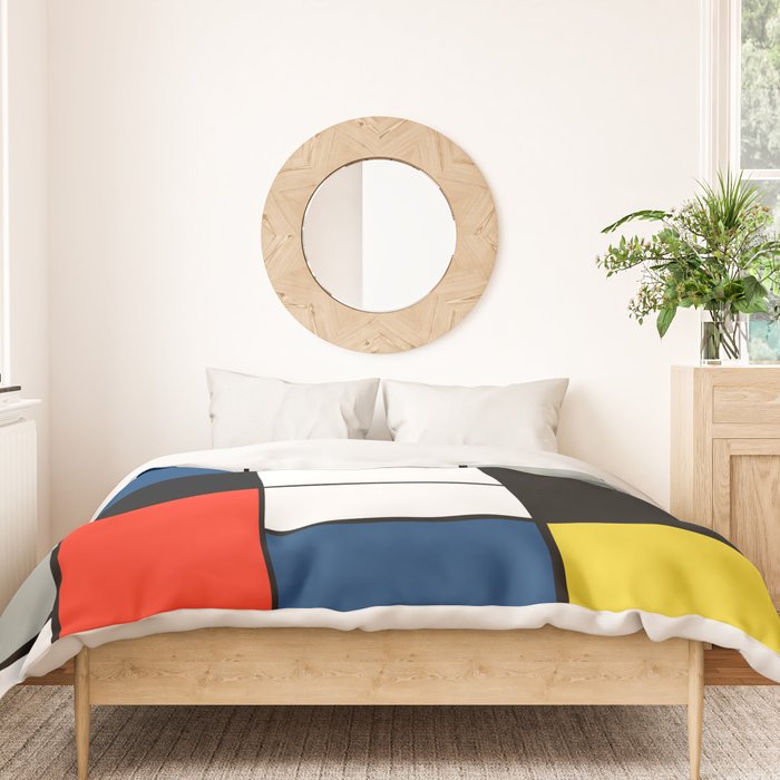 Piet Mondrian - Large Composition A with Black, Red, Gray, Yellow and Blue, 1930 Artwork Duvet Cover Gallery Image 3