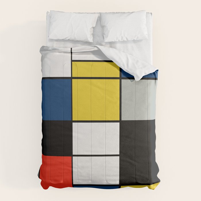 Piet Mondrian - Large Composition A with Black, Red, Gray, Yellow and Blue, 1930 Artwork Comforter Gallery Image 6