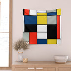 Piet Mondrian - Large Composition A with Black, Red, Gray, Yellow and Blue, 1930 Artwork Wall Tapestry Gallery Image 2
