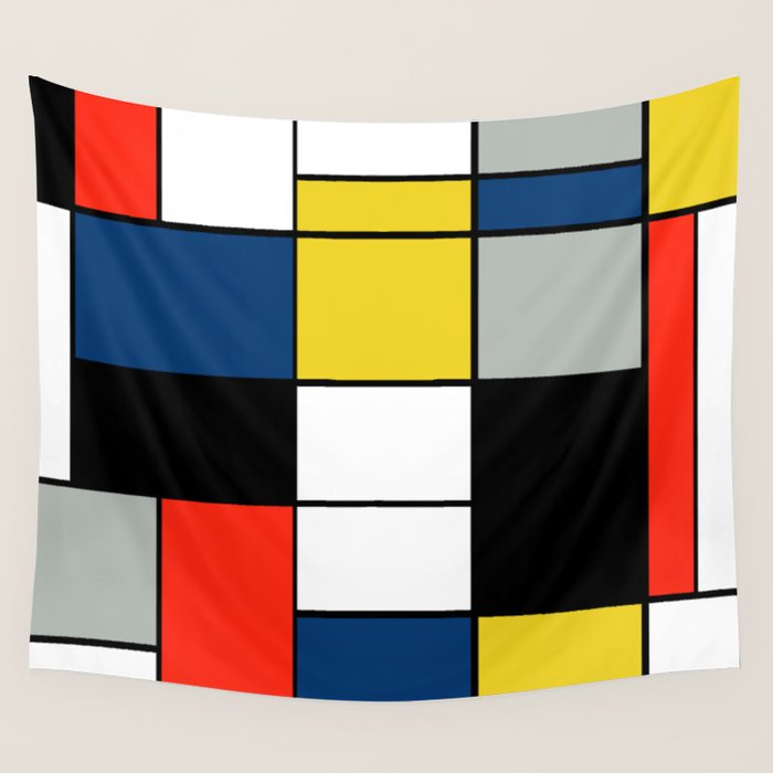 Piet Mondrian - Large Composition A with Black, Red, Gray, Yellow and Blue, 1930 Artwork Wall Tapestry Gallery Image 1