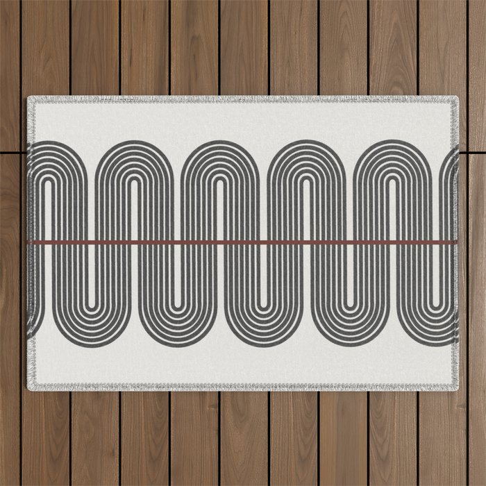 Retro, Mid-Century Line Art Outdoor Rug Gallery Image 1