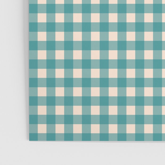 Gingham Check Pattern in Teal Cream Poster Gallery Image 3