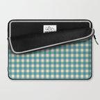 Gingham Check Pattern in Teal Cream Laptop Sleeve Gallery Image 2
