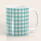 Gingham Check Pattern in Teal Cream Coffee Mug Gallery Image 1
