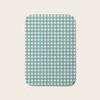 Gingham Check Pattern in Teal Cream Bath Mat Gallery Image 1