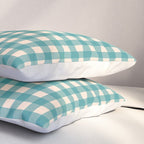 Gingham Check Pattern in Teal Cream Pillow Sham Gallery Image 3