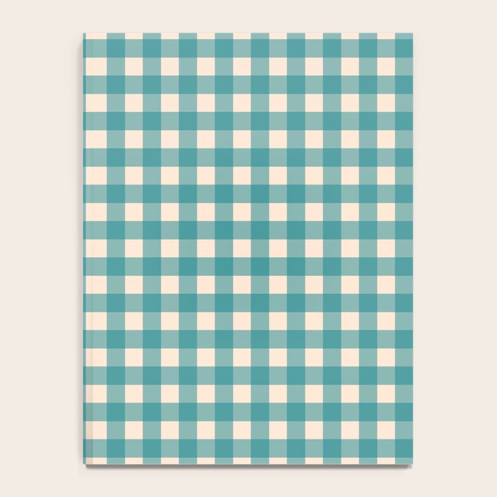 Gingham Check Pattern in Teal Cream Notebook Gallery Image 4