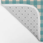 Gingham Check Pattern in Teal Cream Bath Mat Gallery Image 2