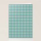 Gingham Check Pattern in Teal Cream Stationery Card Gallery Image 2