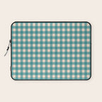 Gingham Check Pattern in Teal Cream Laptop Sleeve Gallery Image 1