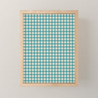Gingham Check Pattern in Teal Cream Mini Art Print Gallery Image 1
