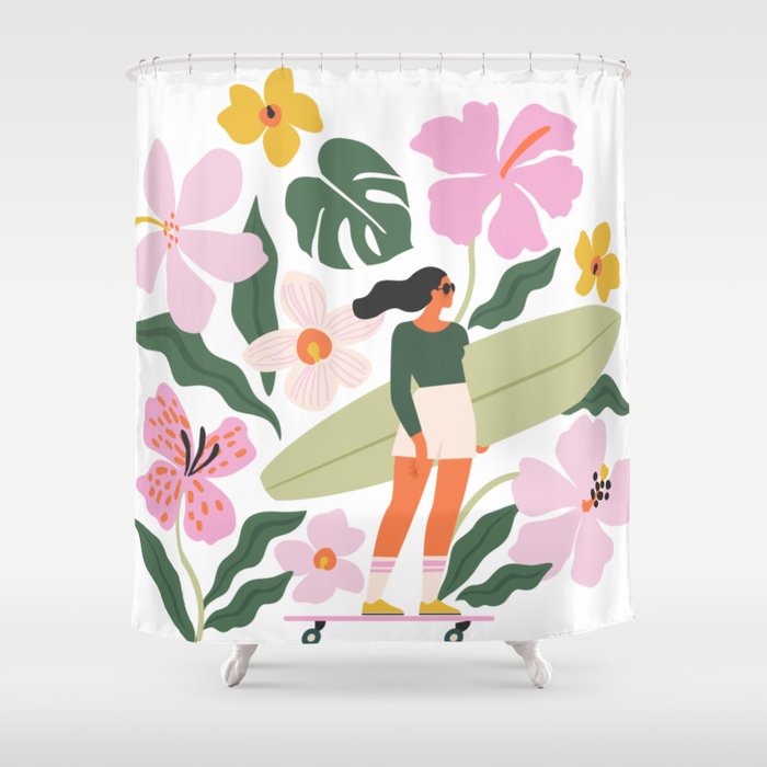 Surfing in garden Shower Curtain Gallery Image 1