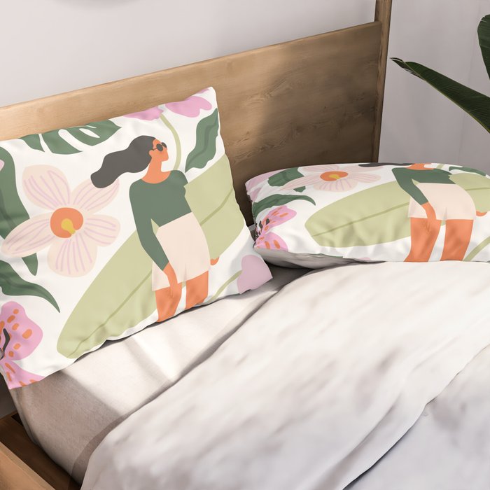 Surfing in garden Pillow Sham Gallery Image 2