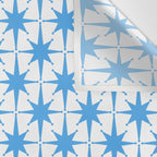 Mid Century Modern Atomic Stars Blue and White Pattern Wall Tapestry Gallery Image 3