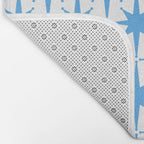 Mid Century Modern Atomic Stars Blue and White Pattern Bath Mat Gallery Image 2
