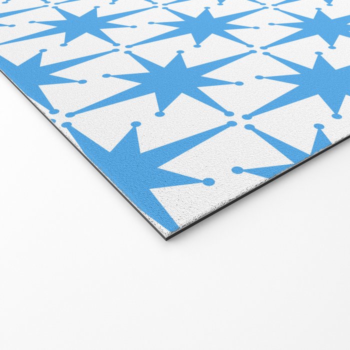 Mid Century Modern Atomic Stars Blue and White Pattern Welcome Mat Gallery Image 2