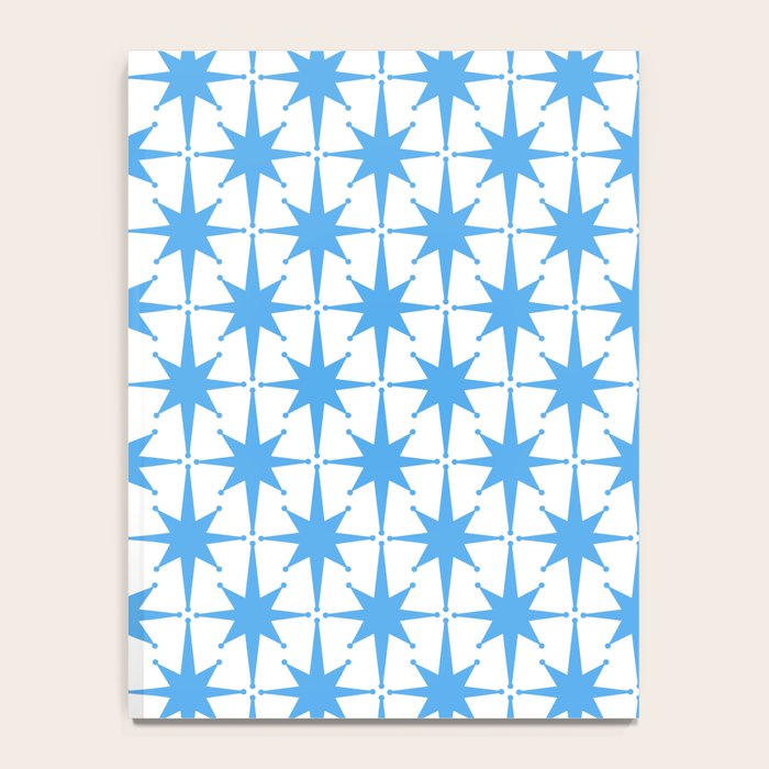 Mid Century Modern Atomic Stars Blue and White Pattern Notebook Gallery Image 4