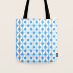 Mid Century Modern Atomic Stars Blue and White Pattern Tote Bag Gallery Image 1